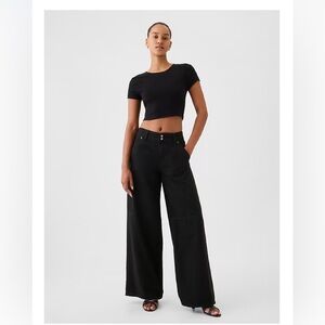 GAP Mid Rise UltraSoft Baggy Jeans Woman 32/14 Black Wide Leg Streetwear 2024